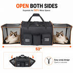 2 in 1 Large Cat Carrier for 2 Cats, Rolling Pet Carrier with Wheels, Expandable Foldable Double Pet Carrier with Removable Divider, Breathable Mesh Oxford, Cat Travel Crate for Car/Camping/Vet, Black