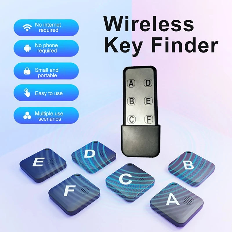 6-Piece Wireless Key Finder & One-Touch Anti-Loss Locator Set - Track Keys, Pets, Bags, Wallets & Remotes