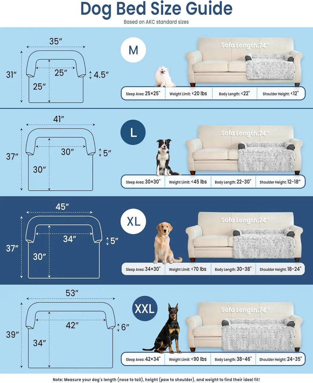 Calming Extra Large Plush Dog Bed (45x37in, Grey)