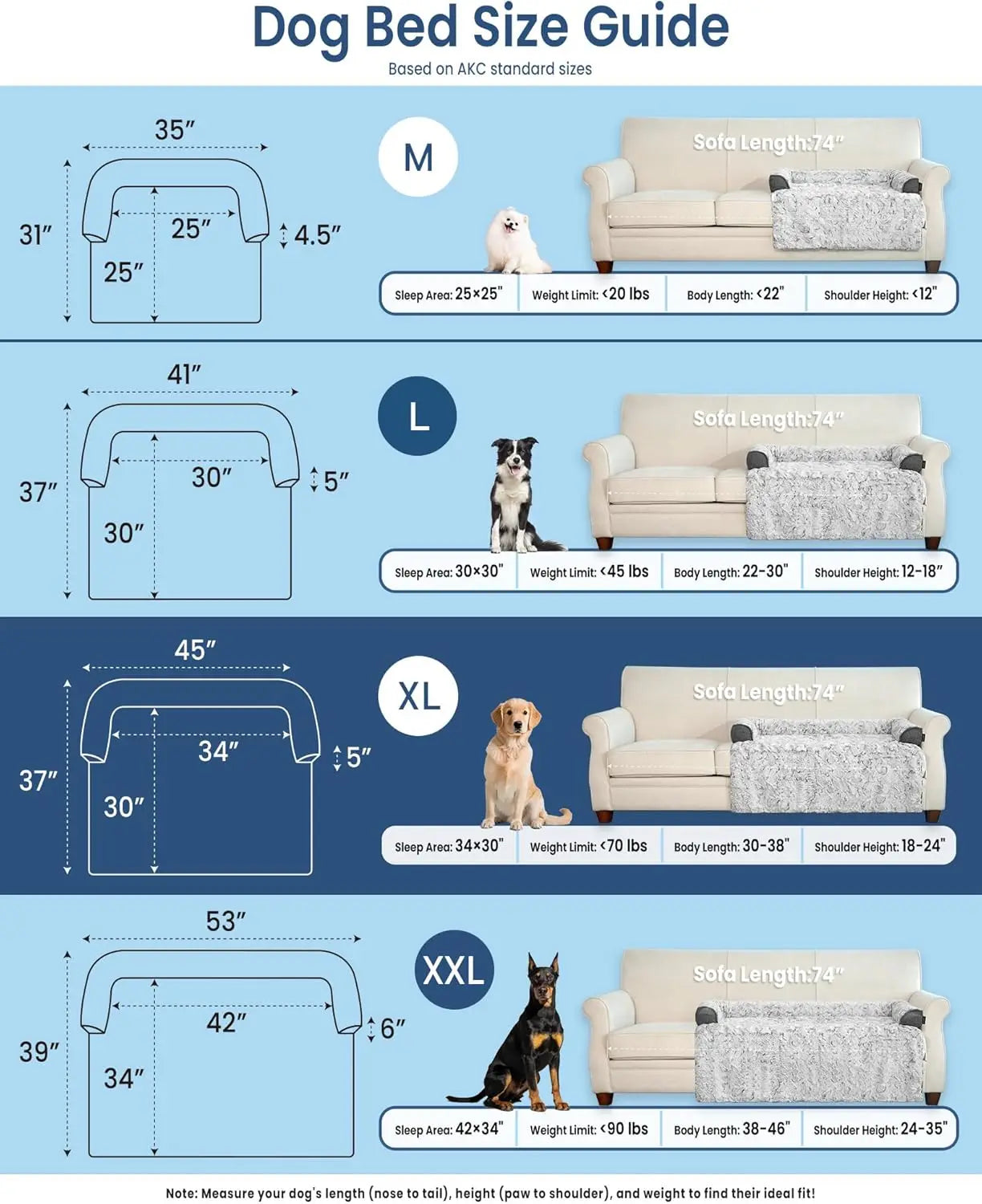 Calming Extra Large Plush Dog Bed (45x37in, Grey)
