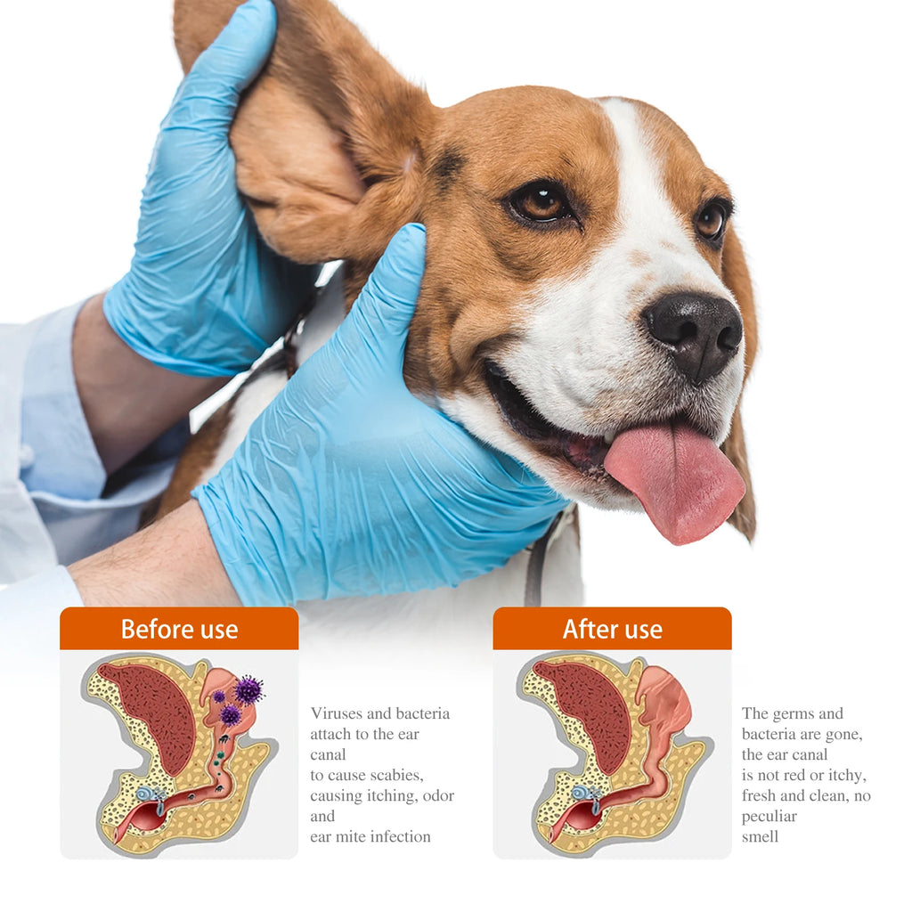 Pet Flea Killer Drops Tick Lice Mite Removal Relieve Itching Dog Cat Ear Hygiene Care Earwax Ringworm Treatment Pet Ear Drops