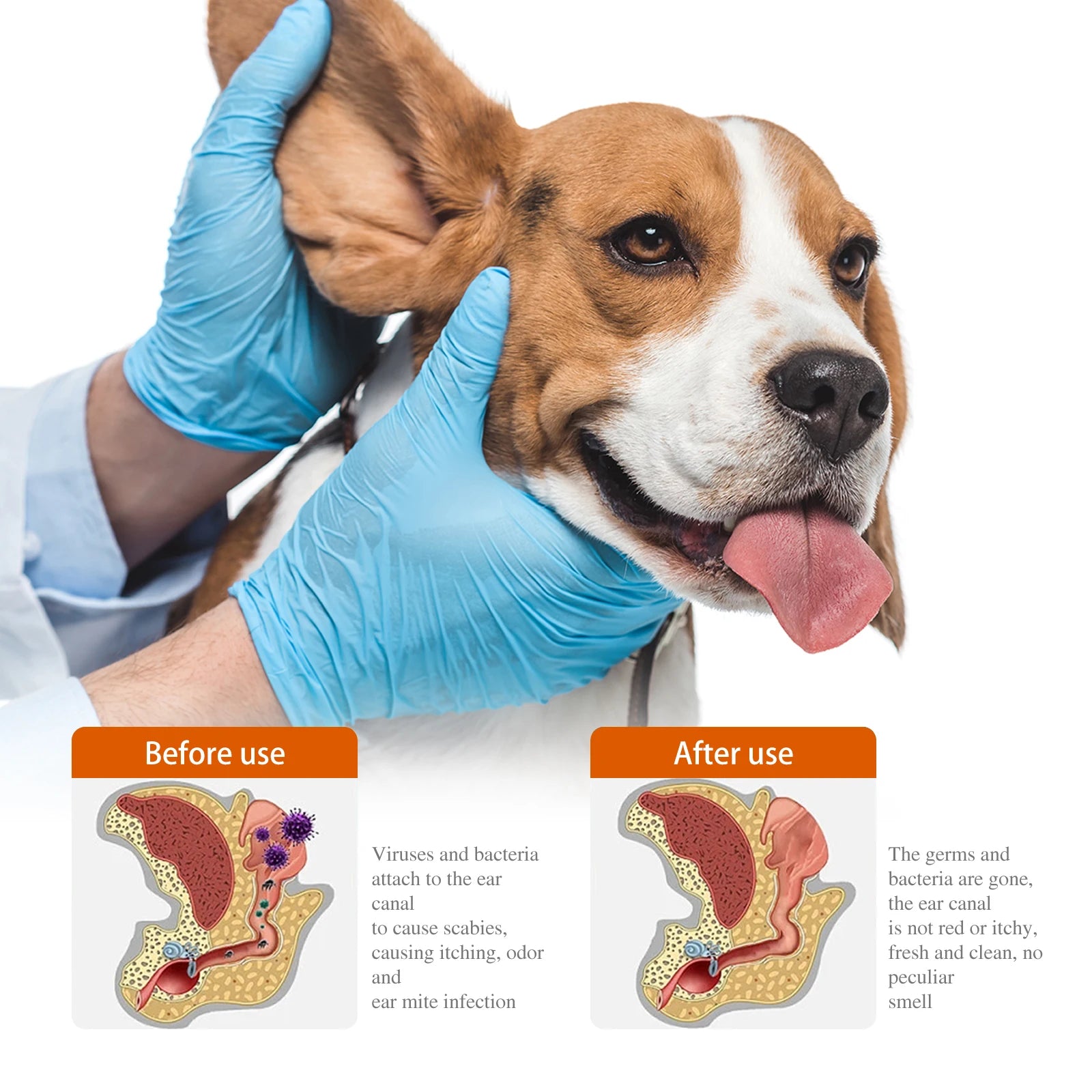 Pet Flea Killer Drops Tick Lice Mite Removal Relieve Itching Dog Cat Ear Hygiene Care Earwax Ringworm Treatment Pet Ear Drops