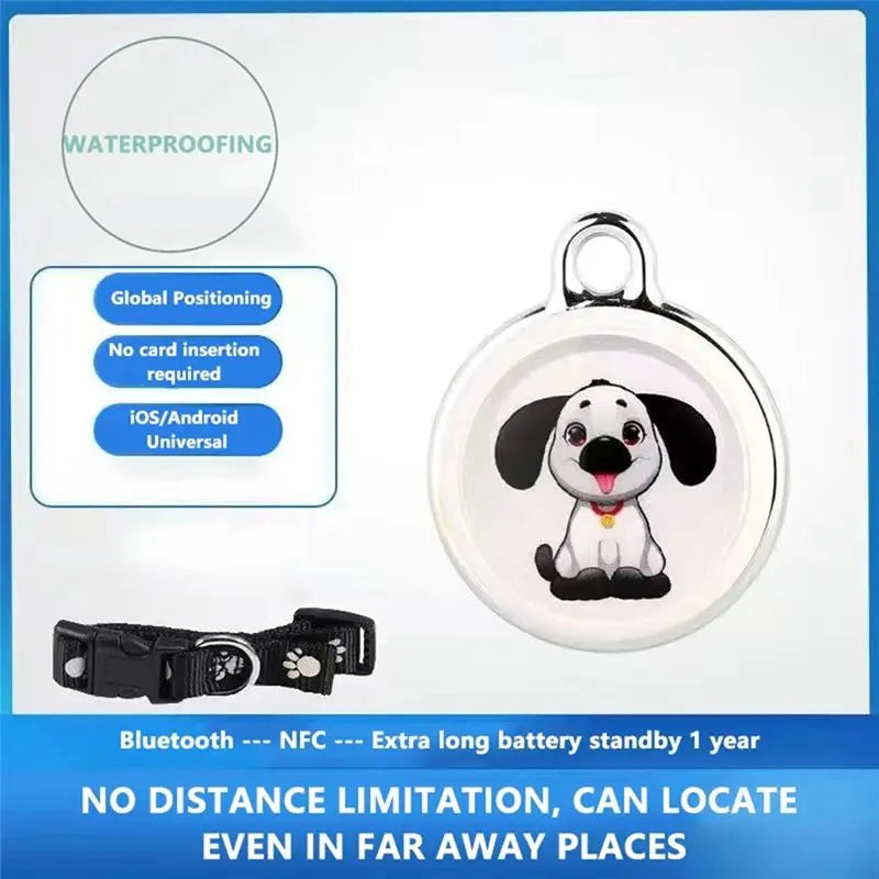 A84E Bluetooth Smart Wearable GPS Pet Tracker Collar - Waterproof Real-Time Anti-Loss Locator