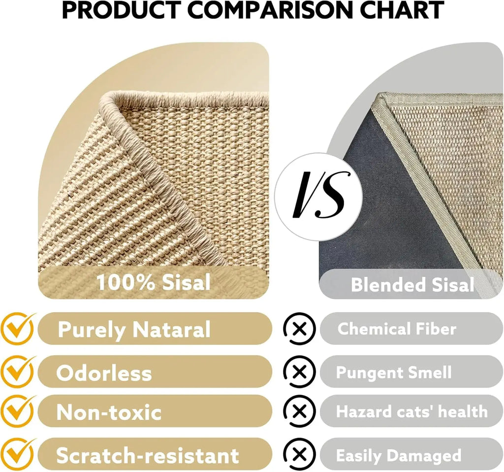 Large Cat Scratcher Lounge with Sisal Pad & Wooden Hammock
