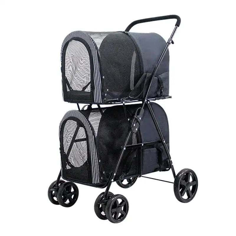 Stroller Double Dog Pet Stroller for Cats Dogs Large 4 Wheel Luxury Travel Pet