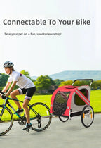 Bike Pet Trailer, 2-in-1 Stroller for Dogs Cats, Large Space, Durable, Easy Ride, Pet Carrier Cart