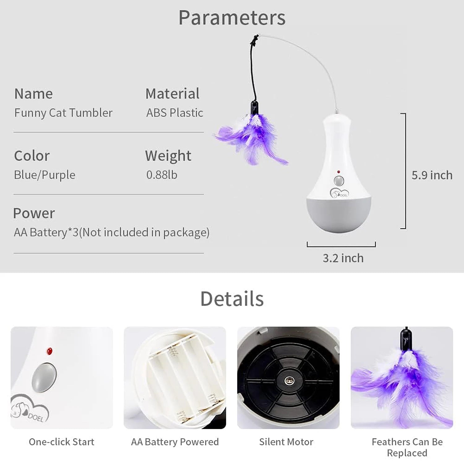 Automatic Rotating Feather Cat Teaser Toy