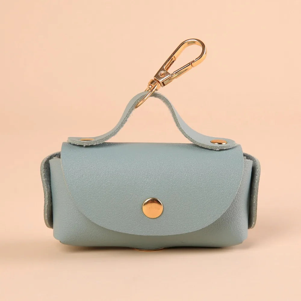Leather Pet Waste Bag Dispenser (Keychain, Multi-Color, Lightweight)