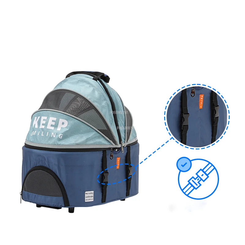 Modern Creative Pet Strollers Lightweight Foldable Cat Dog Stroller Small Pet Cart Bag Separation Troller Designer Pet Supplies