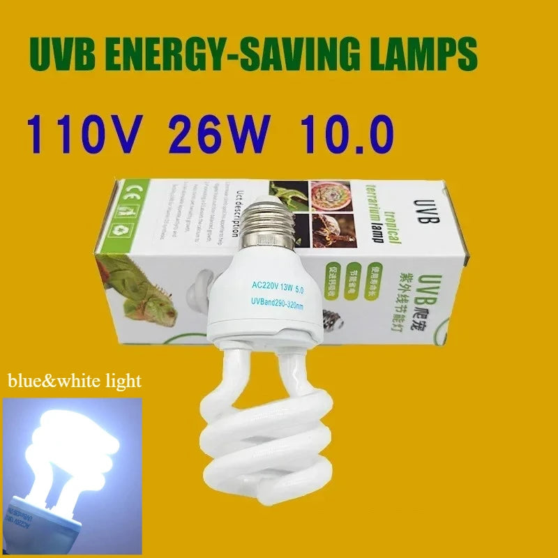5.0/10.0/15.0 UVB Reptile Heating Lamp Lizard Calcium Supplement Lamp Energy Saving Light Bulb for Turtle Terrarium 110V/220V