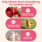 Pet Perfume Spray Sweet Strawberry Scent Long Lasting Fragrance Gentle Formula For Dogs Cats All Breeds Daily Grooming And Fresh