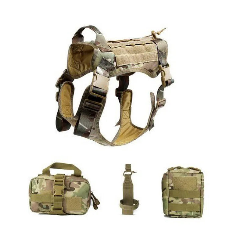 Tactical Camouflage Dog Vest Large Dog Outdoor Training Chest And Back Set Explosive Charge Leash Military Police Dog Equipment