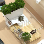 Turtle Tank with Basking Area, Transparent Reptile Terrarium Habitat for Pet Turtles, Hermit Crabs, Tortoise Adoption