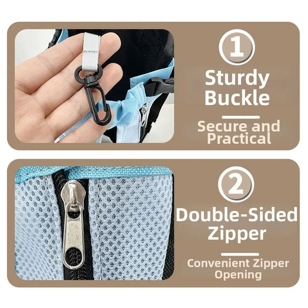 Breathable Mesh Pet Front Bag Double Shoulder Portable Dog Front Carrier Hands-free Adjustable Strap Dog Carrying Bag