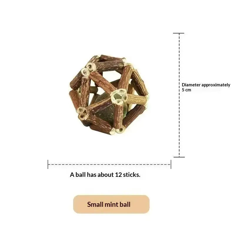 Natural Wood Knotweed Cat Teething Stick Set with Raffia & Sisal Rope