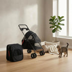 Foldable Pet Stroller Lightweight Feline and Dog Stroller Compact Ventilated for Cats, Outdoor Walking, Travel