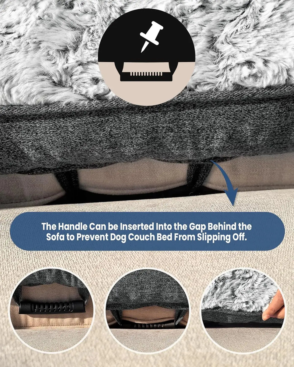 Calming Extra Large Plush Dog Bed (45x37in, Grey)