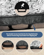 Calming Extra Large Plush Dog Bed (45x37in, Grey)
