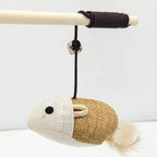 Colorful Feather Rod Cat Wand Toy — Interactive Wood Handle Teaser Stick for Cats