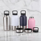 3 in 1 Stainless Steel Pet Water Bottle Multi-layered Detachable Dog Feeding Bottle Leak-proof 32Oz Pet Food Bottle