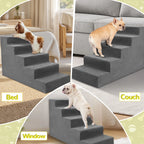 4-Tier/5-Tier Foam Pet Stairs for Beds & Couches (Non-Slip)