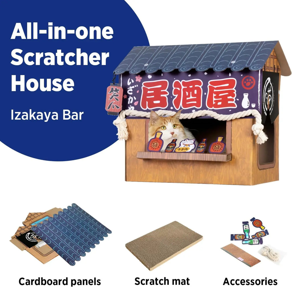 Cardboard Cat House with Scratcher (Izakaya Bar Style)