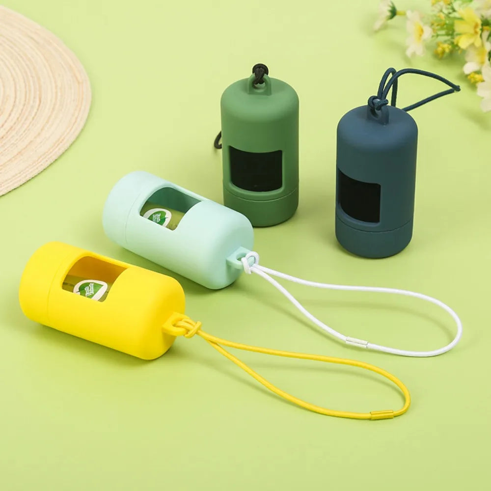 Candy Color Dog Poop Bag Dispenser with Rope (Plastic, 8 Colors)