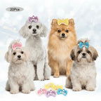 20pcs Bow Shaped Pet Hair Bow Elastic Band Cartoon Look Dog Hair Tie Crown Style Soft Textured Pet Crown Ornament