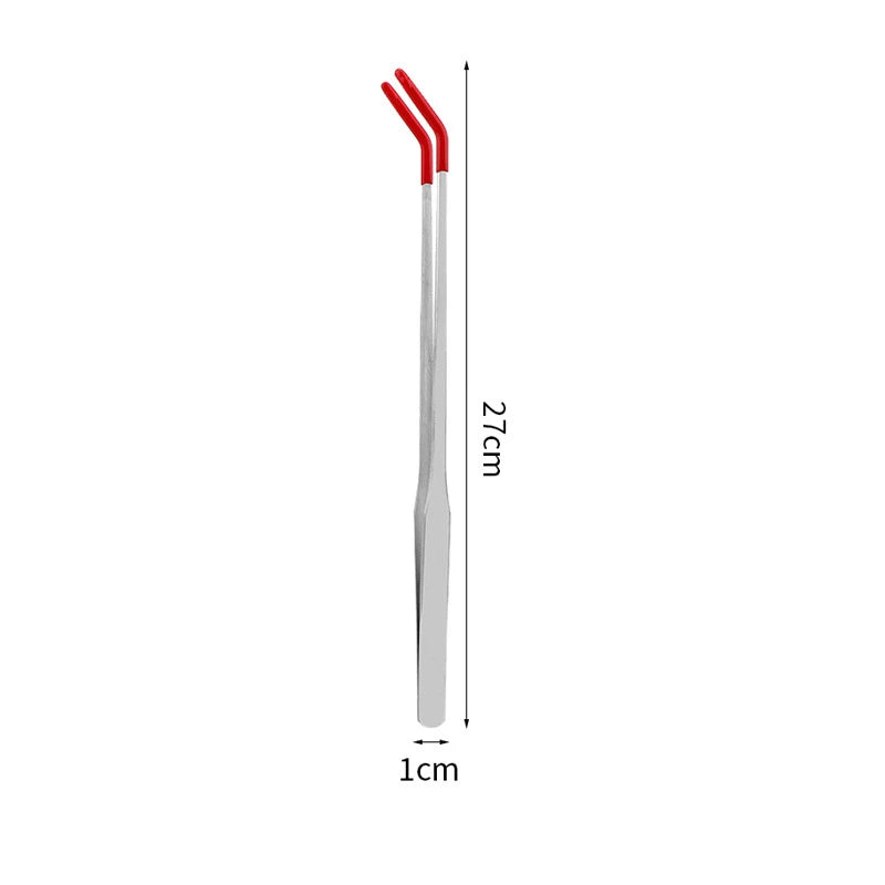 Stainless Steel Reptile Feeding Tongs With Rubber Tips Aquarium Aquarium Straight And Curved Tweezers Pet Feeding Accessories