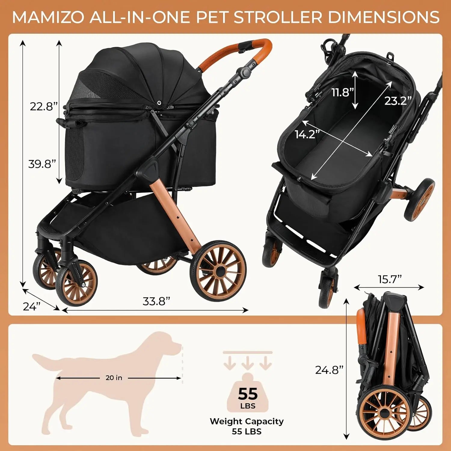 All-Terrain Pet Travel, Gray, Aluminum and Carbon Steel Frame, Adjustable Handle, Sun Shades and Shock Absorbers