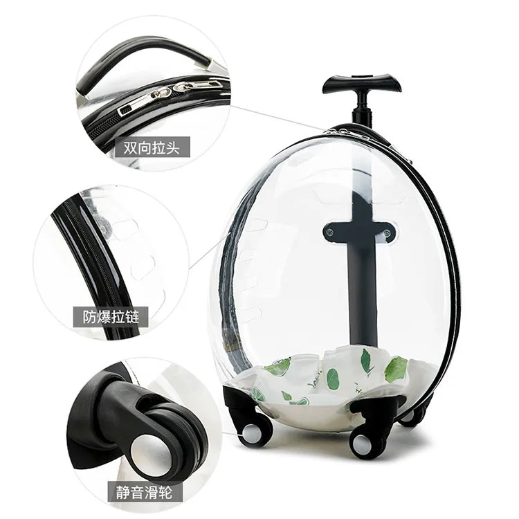 2026 Transparent Pet Luggage Large Capacity Handheld Pet Carrier Bag Portable Travel Cart for Cats Dogs
