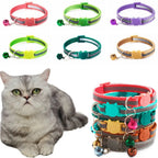 Reflective Cat Head Pattern Cat Collar with Bell — Adjustable Decorative Kitten Neck Strap