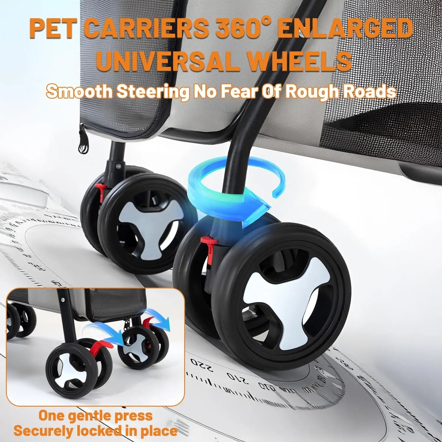 Double Pet Stroller for Dog Cats, Quick-Folding Dog Stroller Carrier with Detachable Carriers, Pet Travel Carrier Strolling Cart