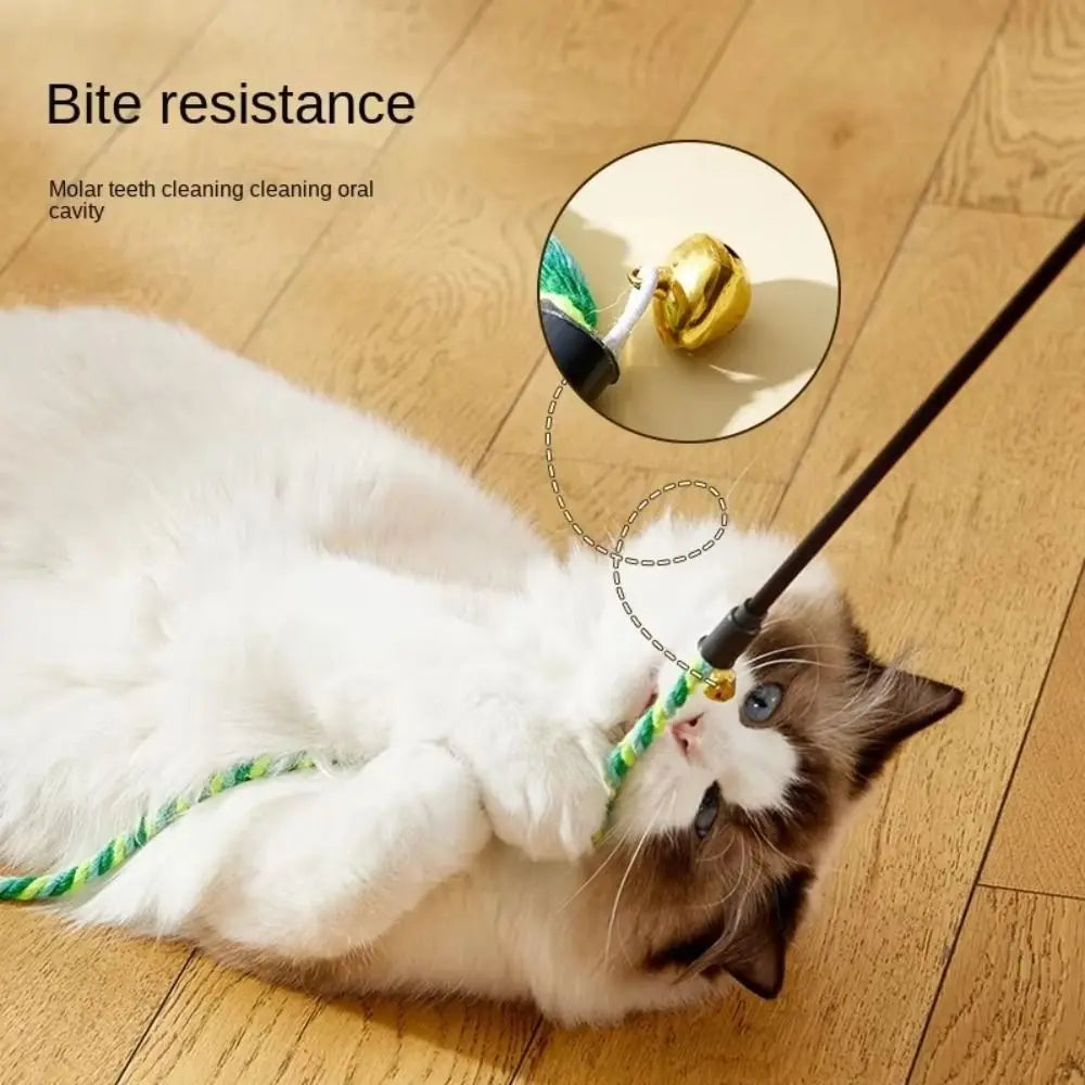 Simulation Feather Cat Teaser Stick with Bell — Lightweight Durable Kitten Interactive Wand for Daily Exercise