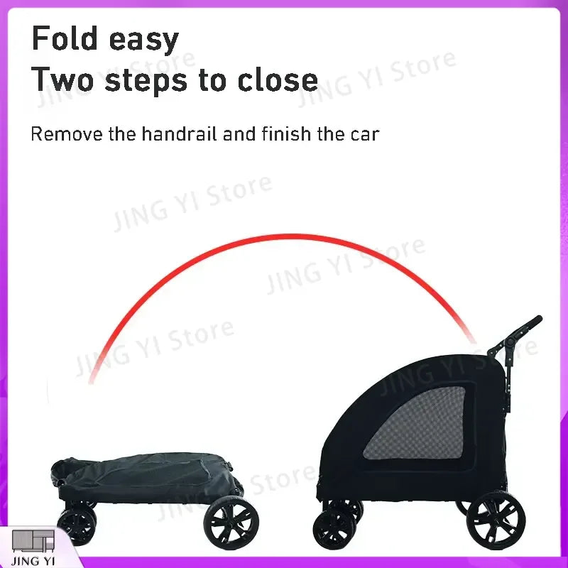 Large Capacity Foldable Pet Stroller for Dogs Outdoor Travel Mobility Scooter Dog Car Carrier with Sunshade Waterproof Fabric