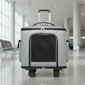Rolling Pet Carrier Quiet Wheels Feline Carrier Suitcase Feline Travel Bag Multiple Carrying Options Easy to Clean for Outdoor