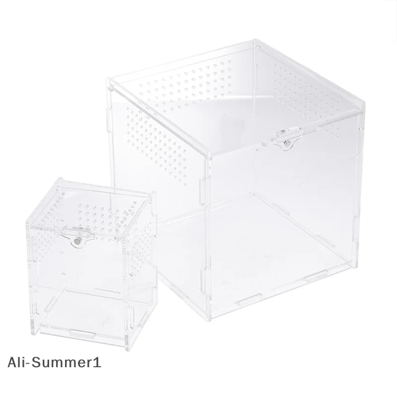 【E】Acrylic Transparent Reptile Breeding Box Terrarium Habitat Insect Spider Lizard Scorpion Feeding Cage Arboreal Enclosure Case