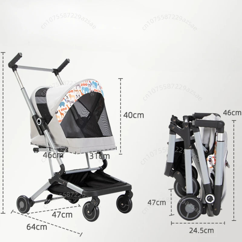 Lightweight Foldable Pet Stroller for Cats & Dogs (Ultra-Light, Large Capacity, Dual-Pet Friendly)