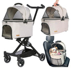 2026 Upgraded Version 3 in 1 Dog Cat Stroller with Detachable Carrier Lightweight Folding Portable All Terrain Pet Travel System
