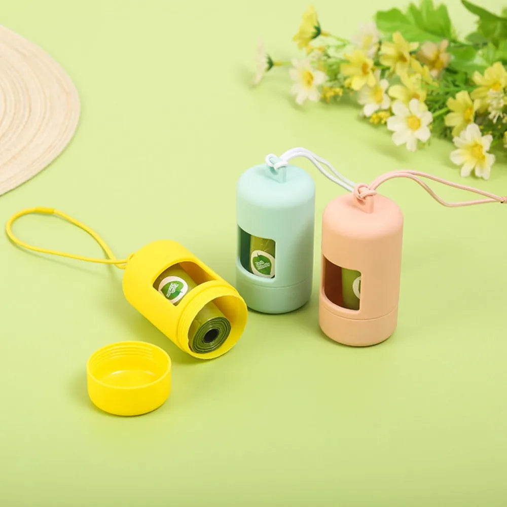 Candy Color Dog Poop Bag Dispenser with Rope (Plastic, 8 Colors)