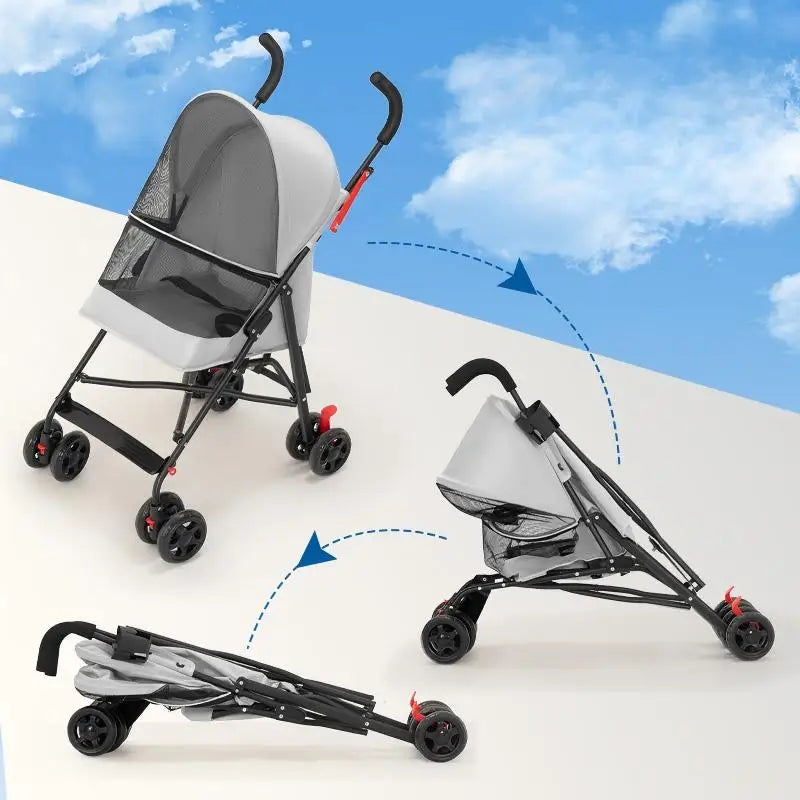 Ultra-Lightweight Pet Stroller for Small Dogs Cats - Compact Foldable Design for Travel, Shopping & Daily Outings