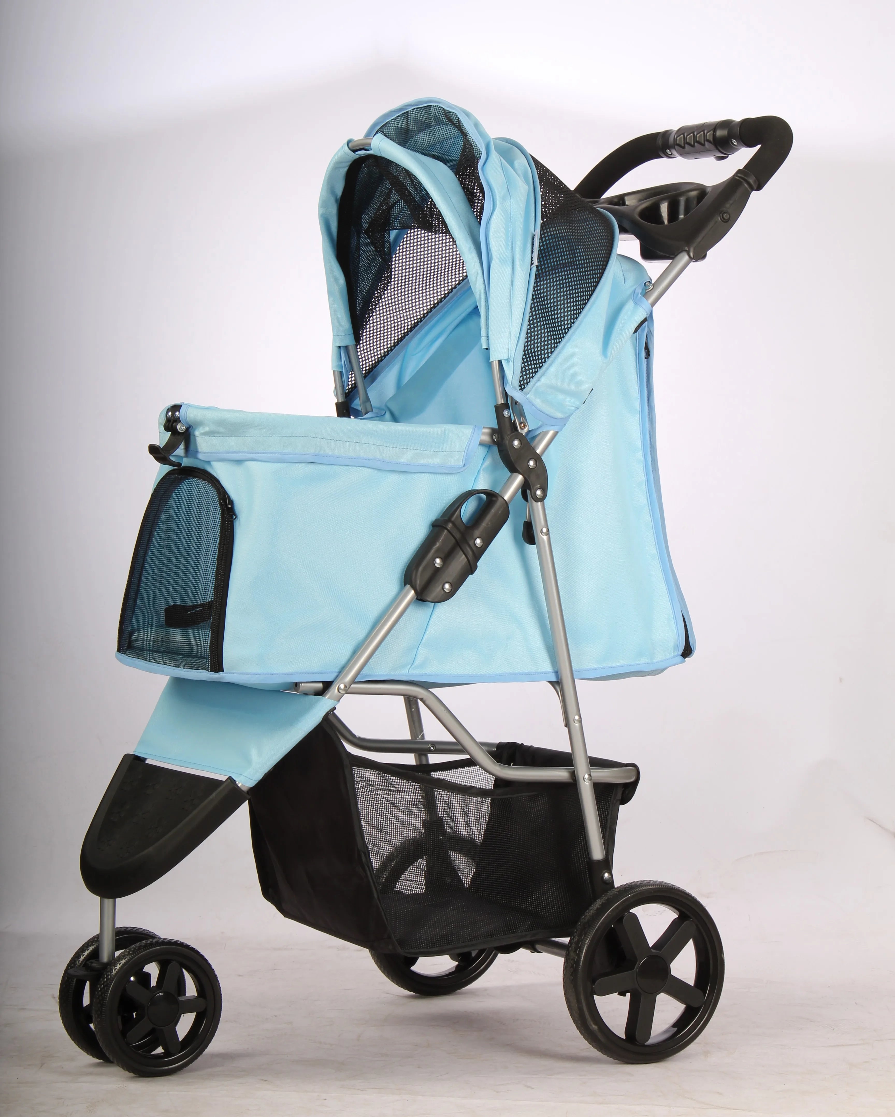 High Quality Folding Luxury Pet Stroller With 3 Wheels Outdoor Walking Travel Easy Foldable Trolley For Cats Dogs