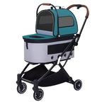 High Quality Folding Pet Stroller Double Layer Detachable Cart for Small Medium Dogs Cats 2026 New