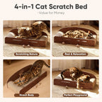 26in Cat Scratcher Lounger with Reversible Cardboard Pads & Toys