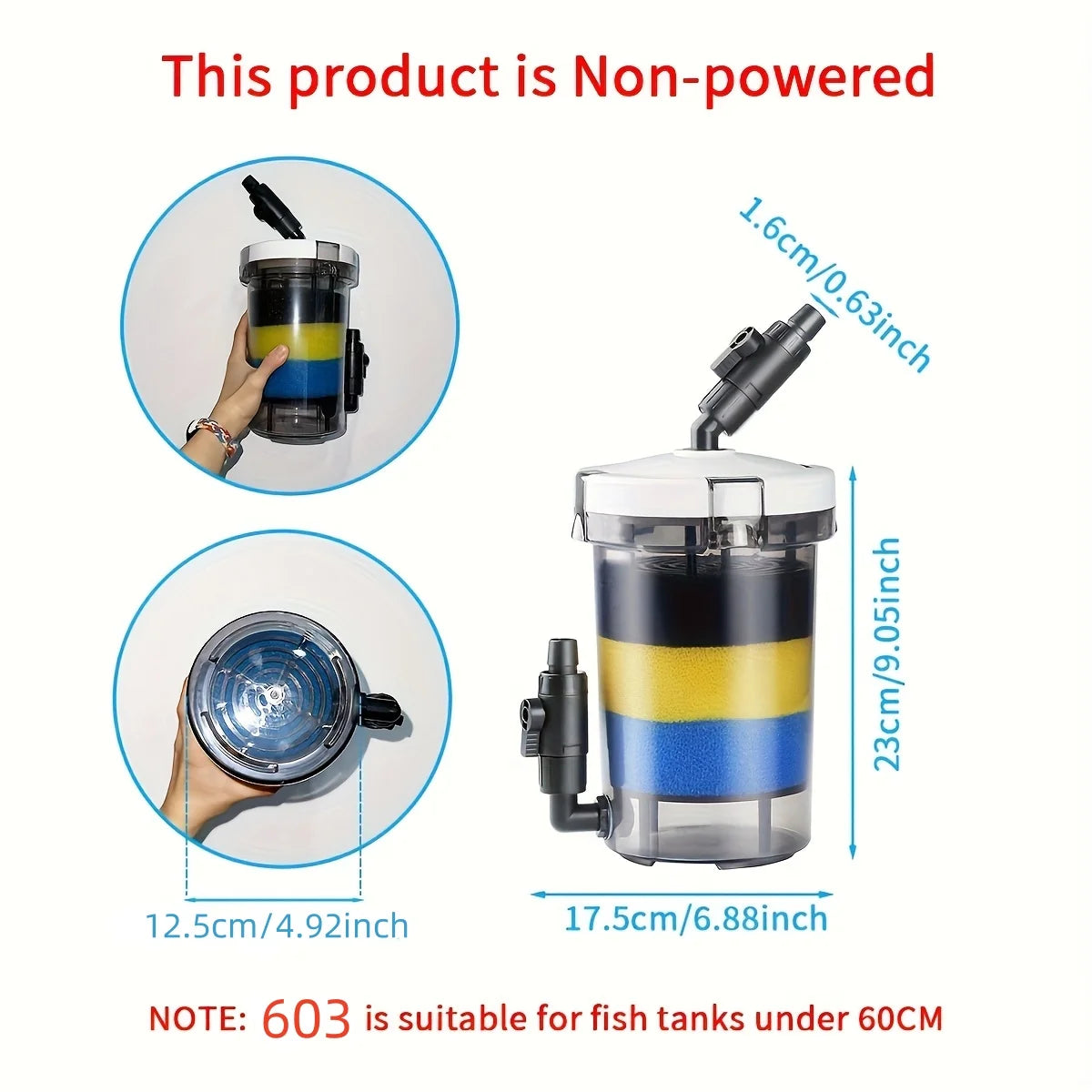 SUNSUN External Aquarium Filter Canister (Silent, Freshwater & Saltwater, Up to 55 Gal)