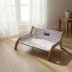 Elevated Wooden Pet Cot, Breathable & Moisture-Resistant (Summer)