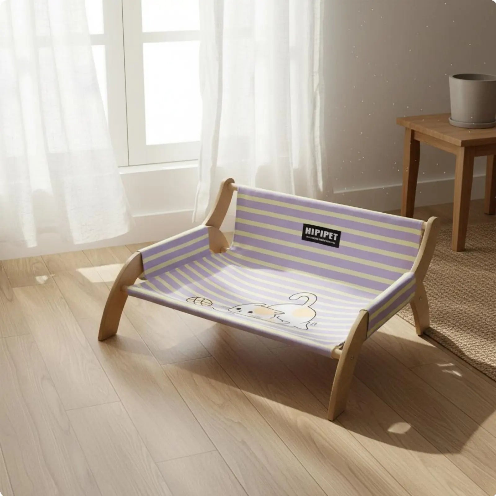 Elevated Wooden Pet Cot, Breathable & Moisture-Resistant (Summer)