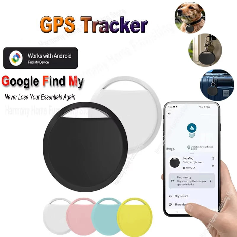 Bluetooth GPS Smart Tag Tracker for Android - Google Find My Compatible for Pets & Keys (Samsung/Xiaomi)