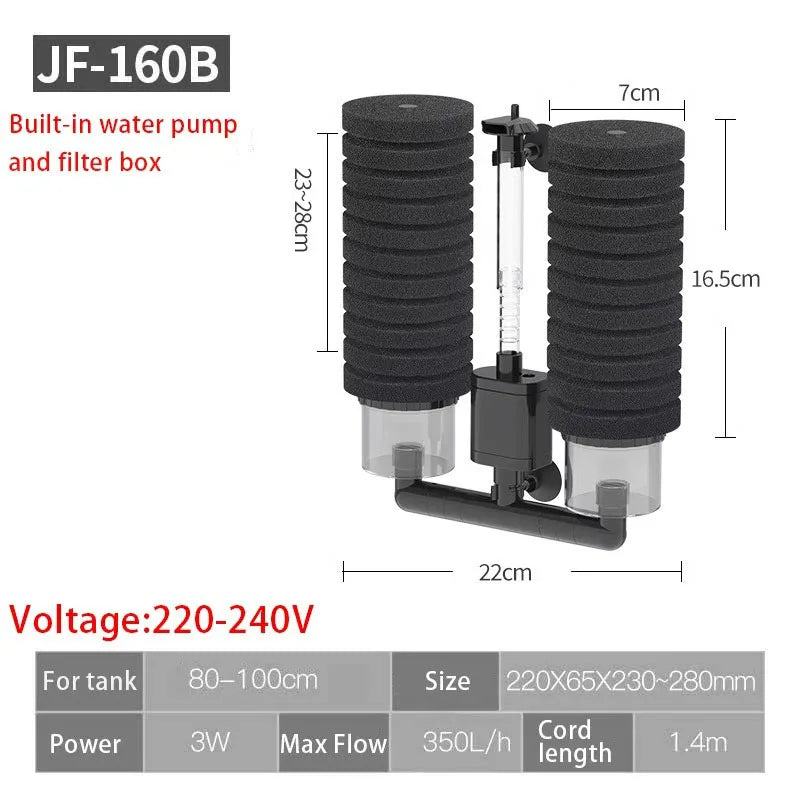220V 50Hz Aquarium Filter Electric Power Filter Biochemical Sponge Silence Submersible Bio Media Balls Fish Tank Accessories