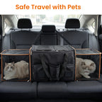 2 in 1 Large Cat Carrier for 2 Cats, Rolling Pet Carrier with Wheels, Expandable Foldable Double Pet Carrier with Removable Divider, Breathable Mesh Oxford, Cat Travel Crate for Car/Camping/Vet, Black